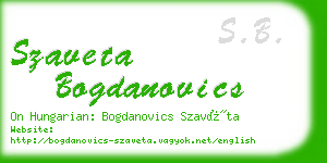 szaveta bogdanovics business card